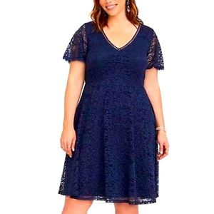 Torrid Navy Lace V-Neck Midi Dress